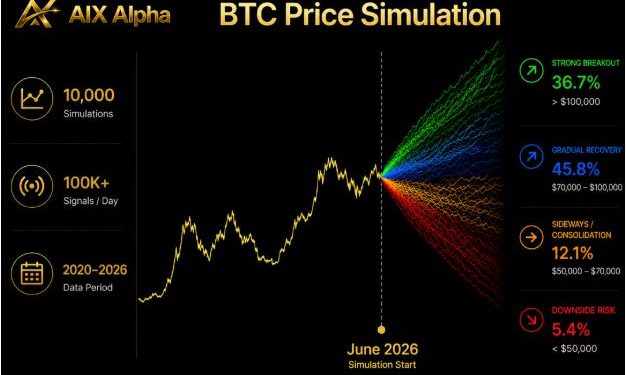 BTC/USD Eyes $100,000 as AIX Alpha’s 10,000 Simulations Point to a Potential Breakout